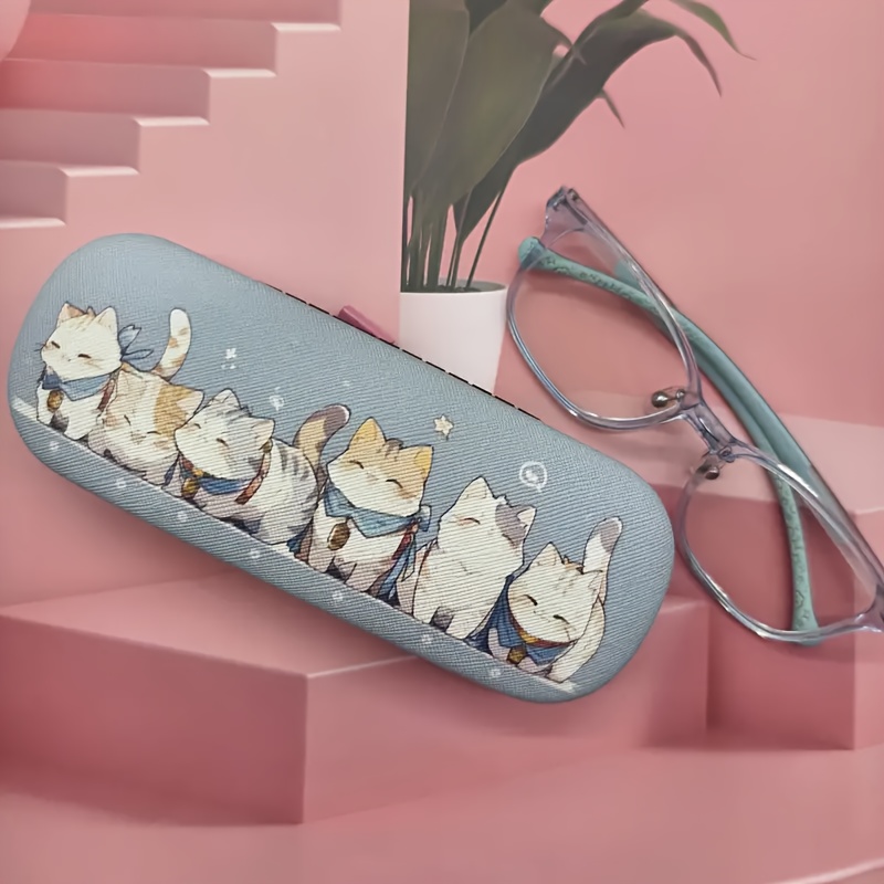 

Cat Cartoon Design Glasses Case - , Leather, Portable Eyewear Protector