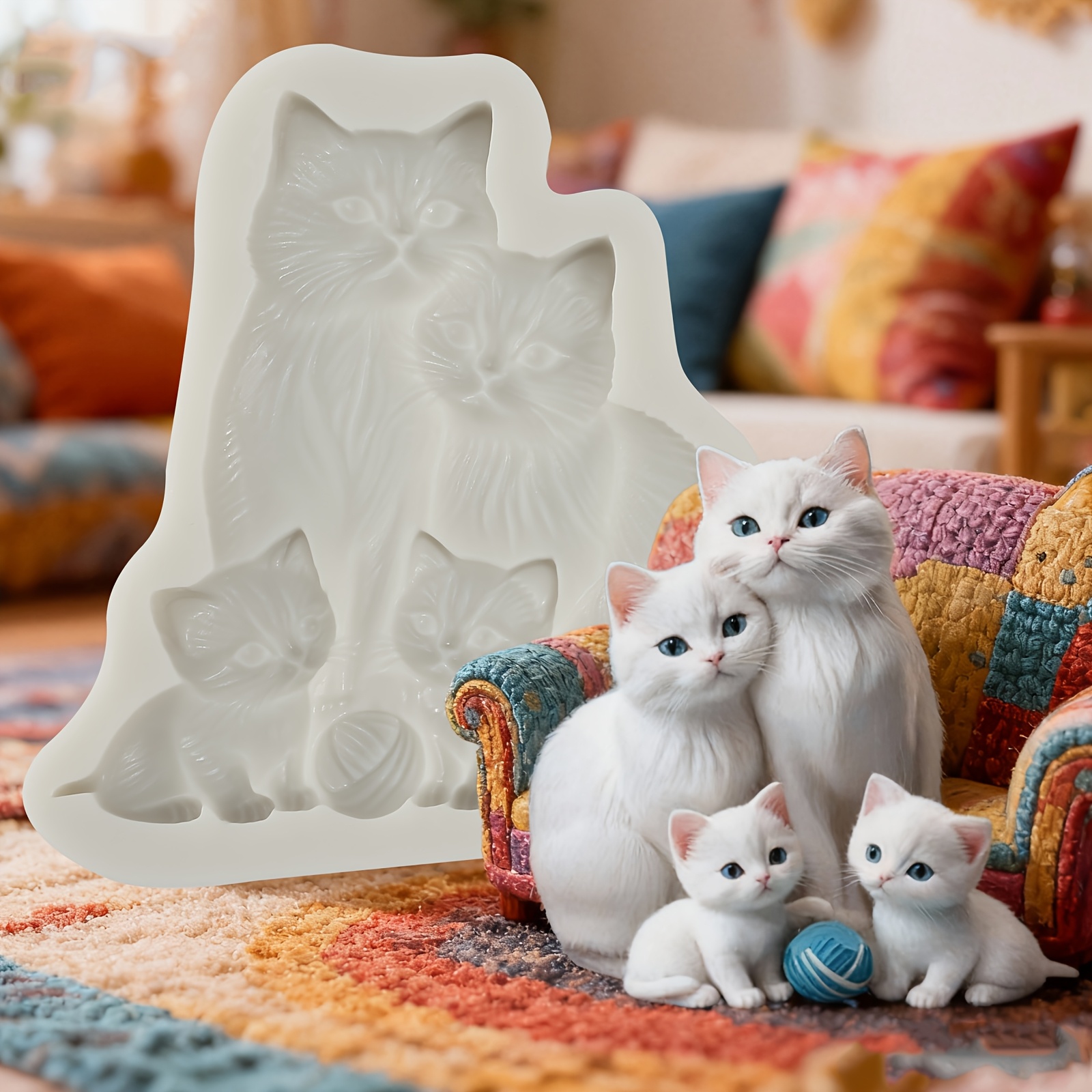 Image of 1pc Cute Cozy Silicone Mold, A Delicate Three-dimensional Animal Fondant Molds, For Cupcake Toppings, Cookie Cake Decorations, Candy, Chocolate Diy, Resin, Clay Plaster.