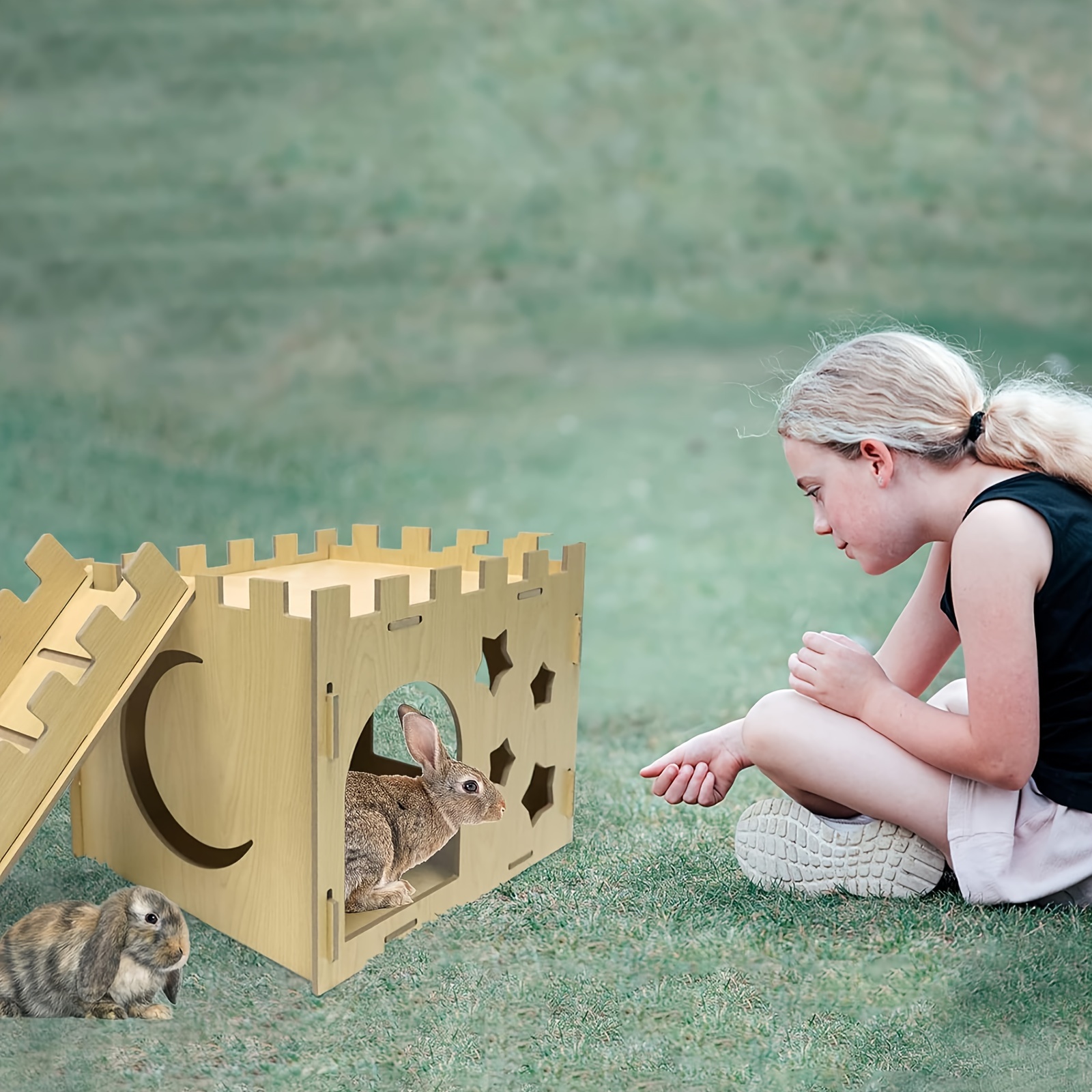 Wooden Rabbit Cage Wooden Rabbit Castle Extra Temu