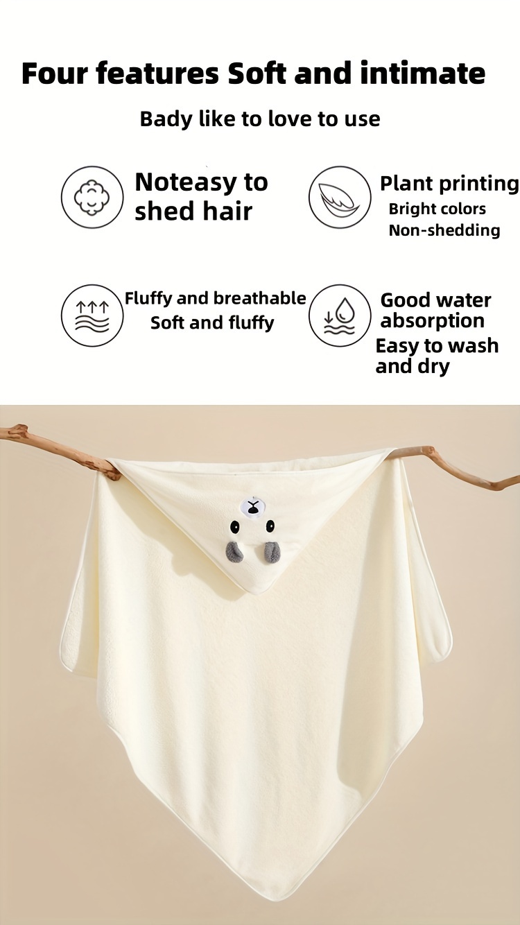 1 Piece Children's Bath Towel Cartoon Coral Fleece Hooded ? Soft Baby Blanket, Newborn Robe with Hood for Babies and Toddlers, Super Absorbent Kids' Shower Supplies, Halloween, Thanksgiving & Christmas Gift