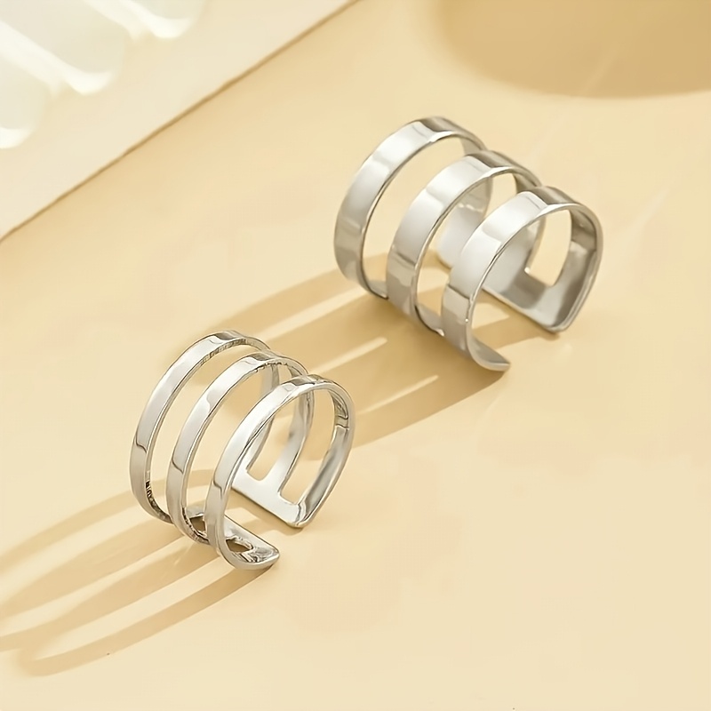 2pcs Wide and Narrow Multi-layer Ring Set, Trendy Accessory