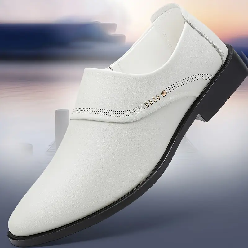mens solid colour slip on elegant dress shoes comfy non slip shoes for mens outdoor activities details 0