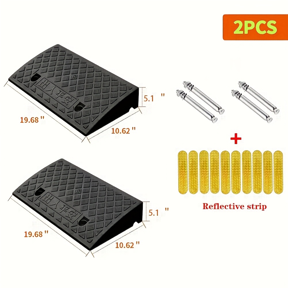 TEMU 2pcs Car Sidewalk Ramp - Portable Threshold Ramp, Suitable For , Cars, Wheelchairs And Pet Mowing - Ideal For And People With Mobility Issues - Outdoor Use - Great Gift For Seniors And Pet Owners