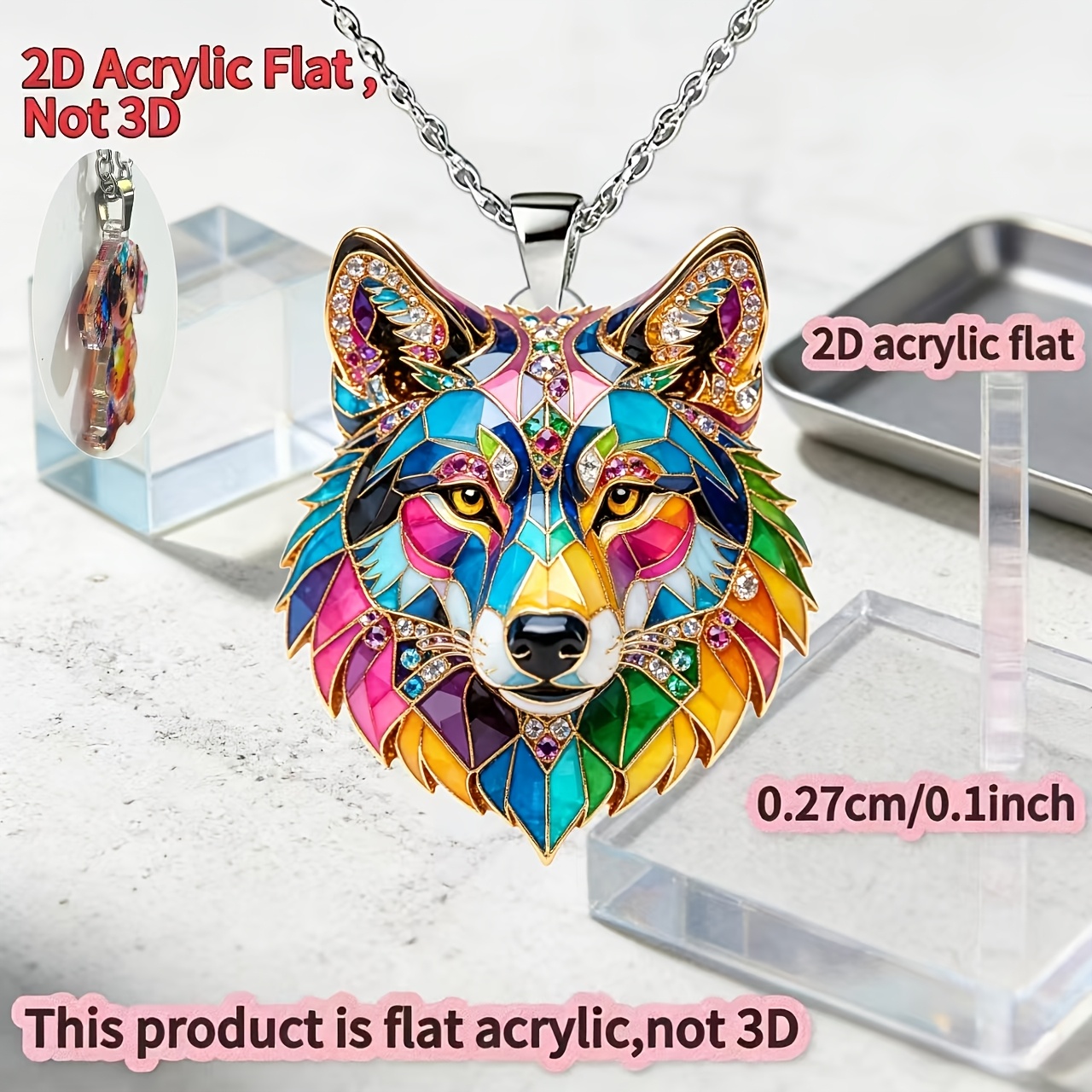 Women's Fashionable Wolf Pattern Acrylic Necklace