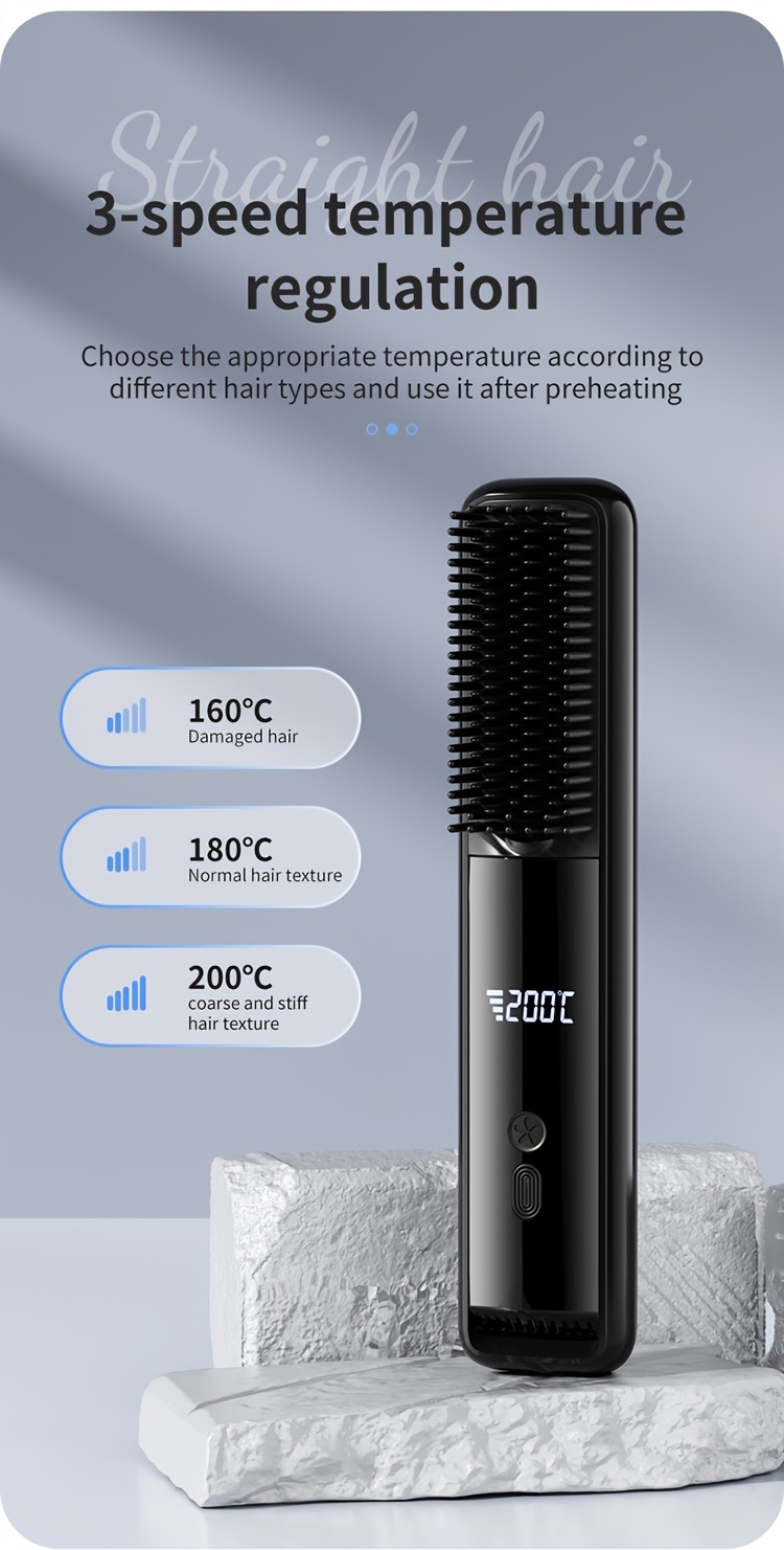 2025 Nieuwe Draadloze Draagbare Negatieve Ionen Stijltang, Snel, Slim Digitaal Display, USB Opladen, Compact en Lichtgewicht Ontwerp, Perfect voor Thuis en Reizen, Ideaal Cadeau voor Vrouwen, Professioneel Styling Gereedschap