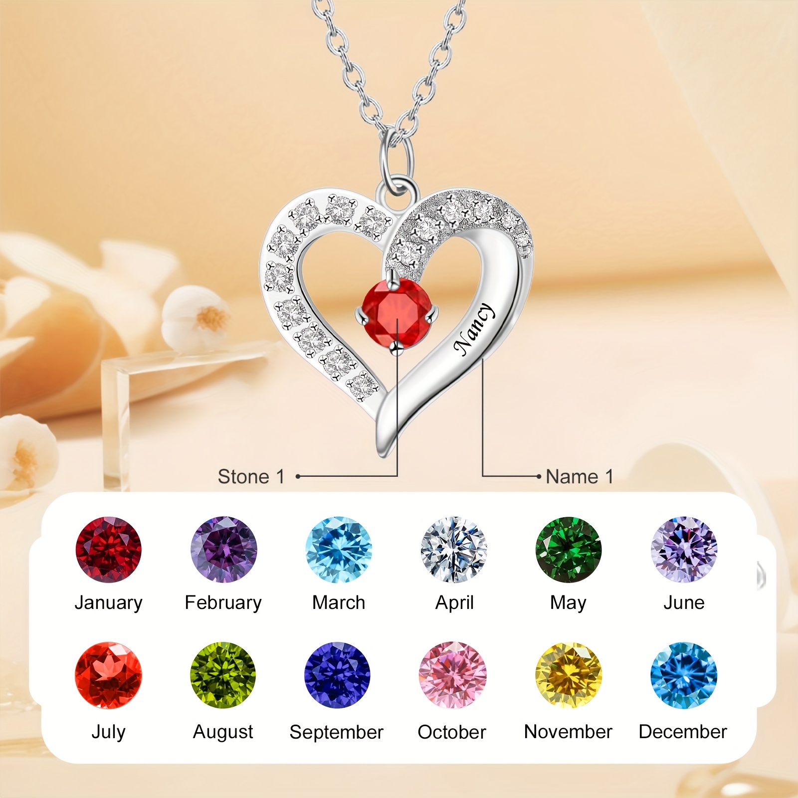 TEMU 1 Custom Necklace, Heart-shaped Pendant Necklace, Fashionable Jewelry, Women's Necklace, Necklace, Women's Jewelry, Name Necklace, Ladies'