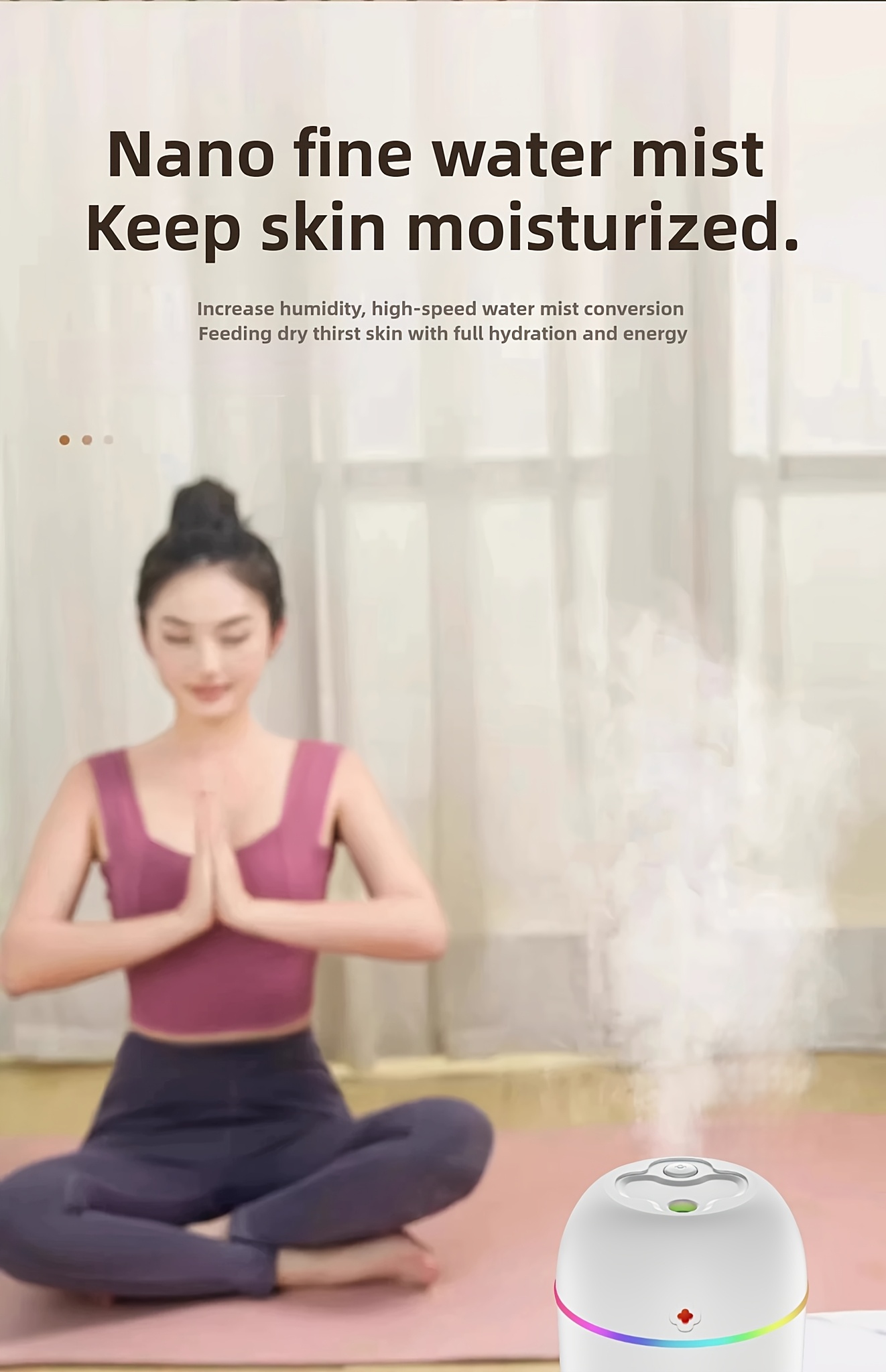 USB-C Home Fragrance Lamps Humidifier Portable, 7 color Light in Room, Desk, Car, Heating & Cooling Air Quality Improvement, No Battery Required, 36V and Below, for Home/Office/Travel, All Users.USB direct charging. New Year. Valentine'S Day.