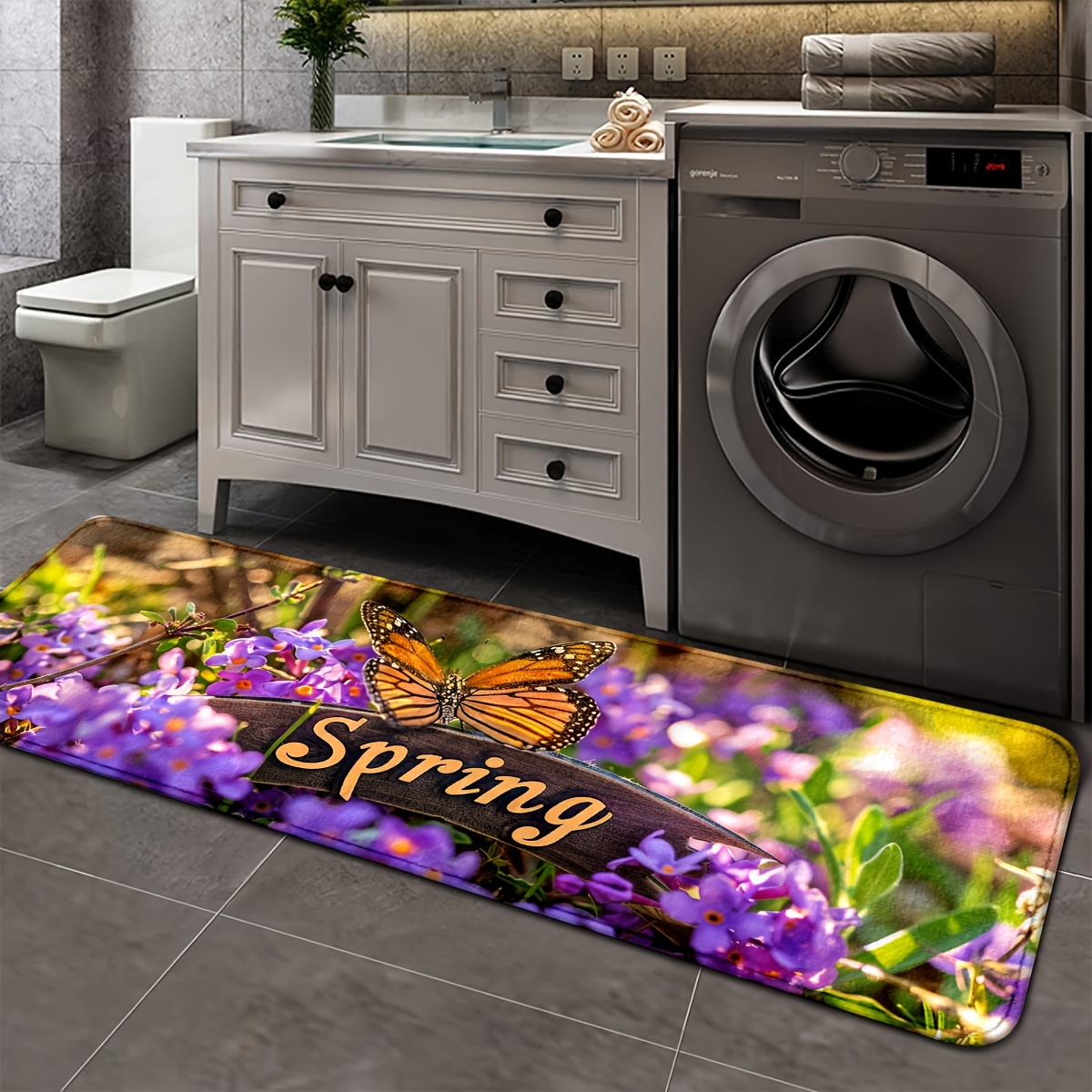Butterfly Laundry Room Mats Non slip Durable Bathroom Pads - Temu