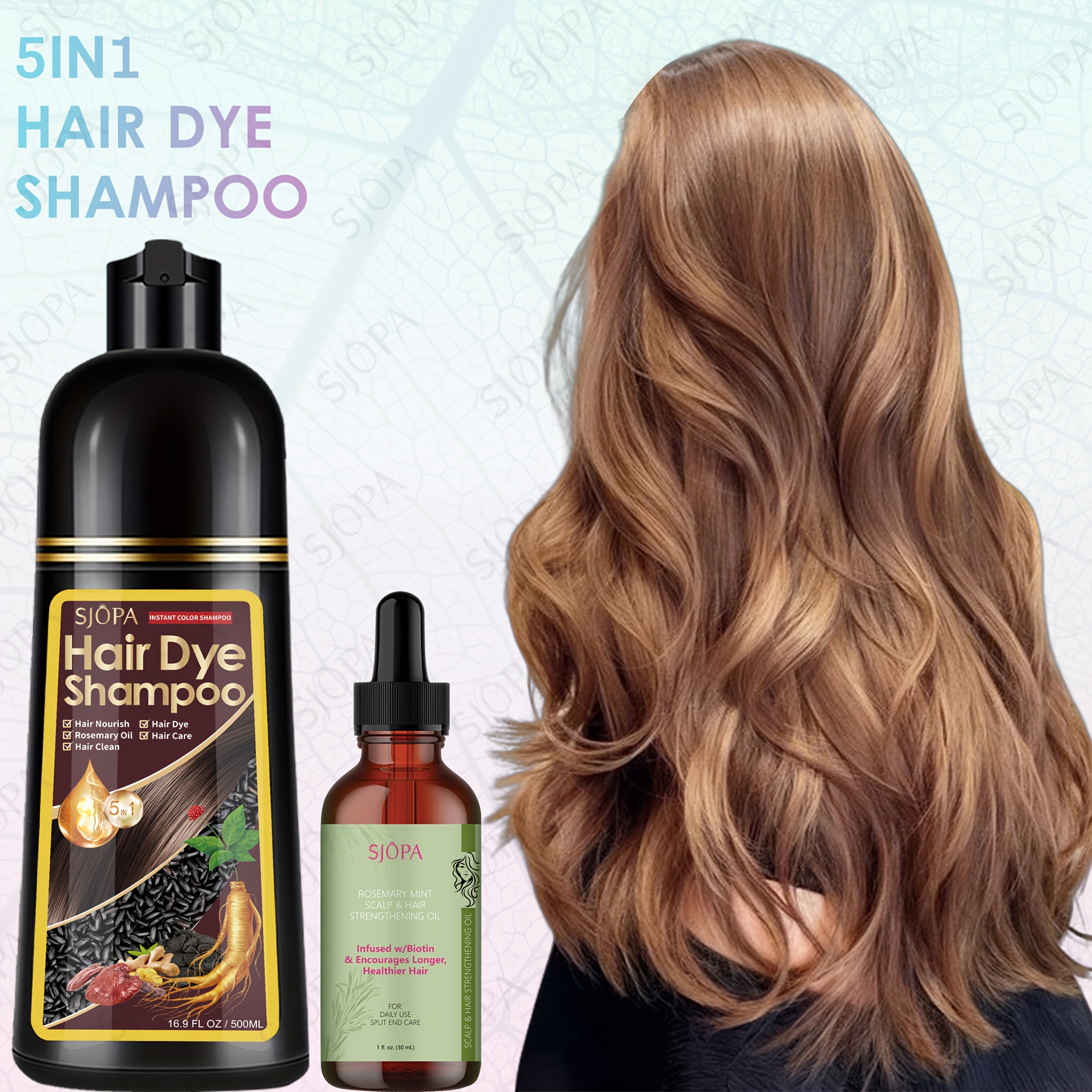 [upgraded Version] Sjopa Hair Dye Kit 16.91oz Coloring Shampoo, Hibiscus Oil, Skin, Natural & Safe Formula, Quick Coloring And Nourishing, Long-lasting Hair , Salon-quality At Home