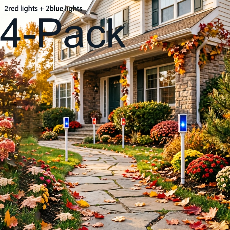 TEMU (4pcs/box) Ip44 Outdoor Solar Lawn Light Light Lawn Led Strobe Light Signal Ground Plug Light