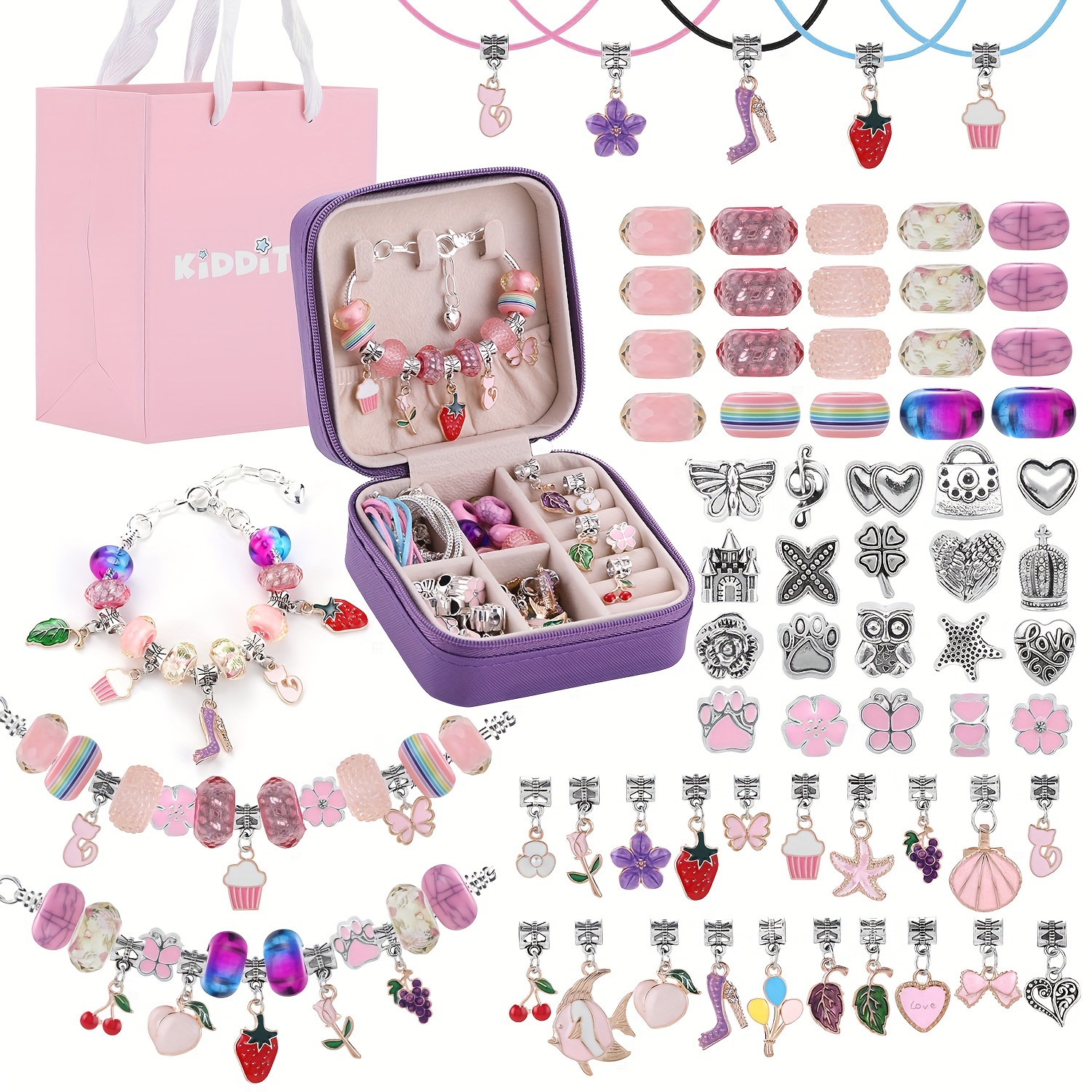 

68pcs Purple Jewelry Kit Portable Box - Diy Bracelet & Necklace Set , , , - For & Christmas