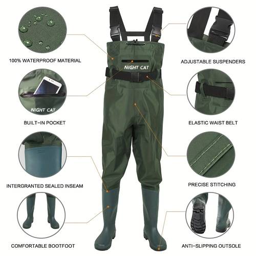 unisex wading pants lower pants chest waders with boot leg straps breathable and lightweight for fishing hunting etc size 6 5 13