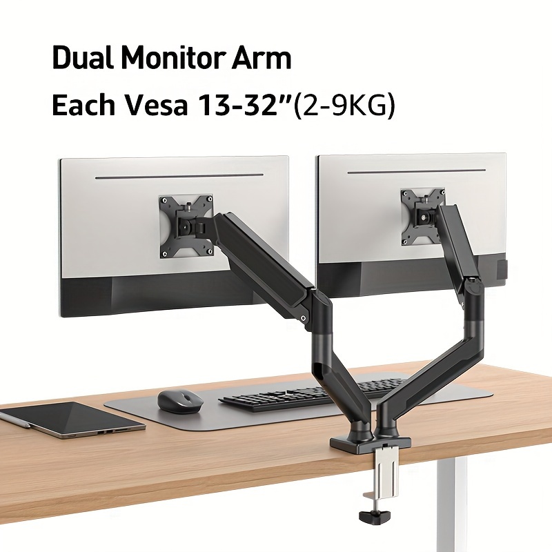 1pc monitor arm dual monitor holder adjustable spring monitor desk mount for 17 32 inch dual monitor mount holds max 19 8lbs computer monitor arms with wide range of motion for home office