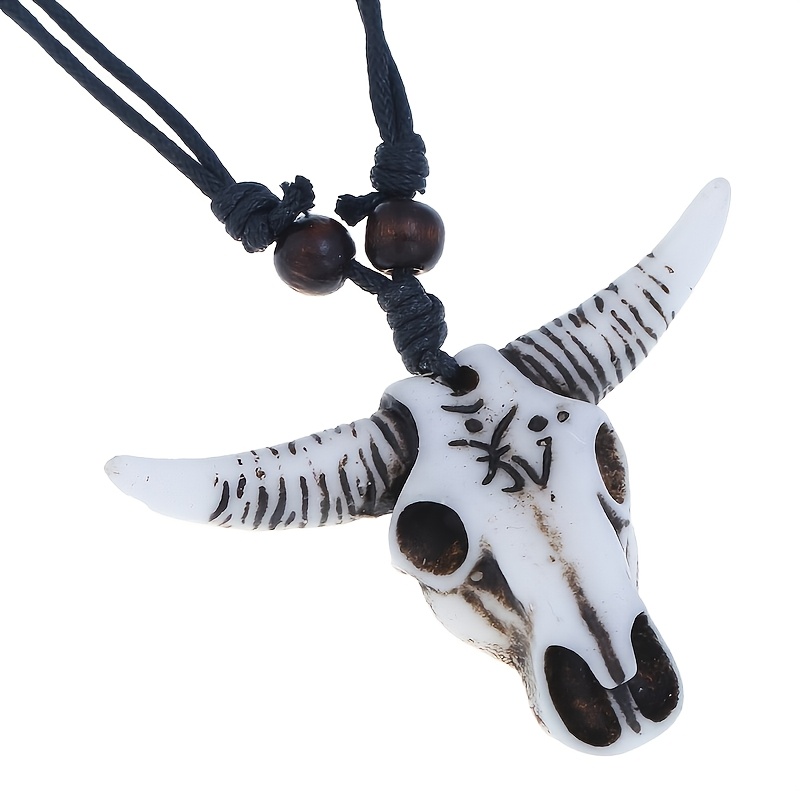 Hand-Carved Bull Horn Necklace, Unique Gift