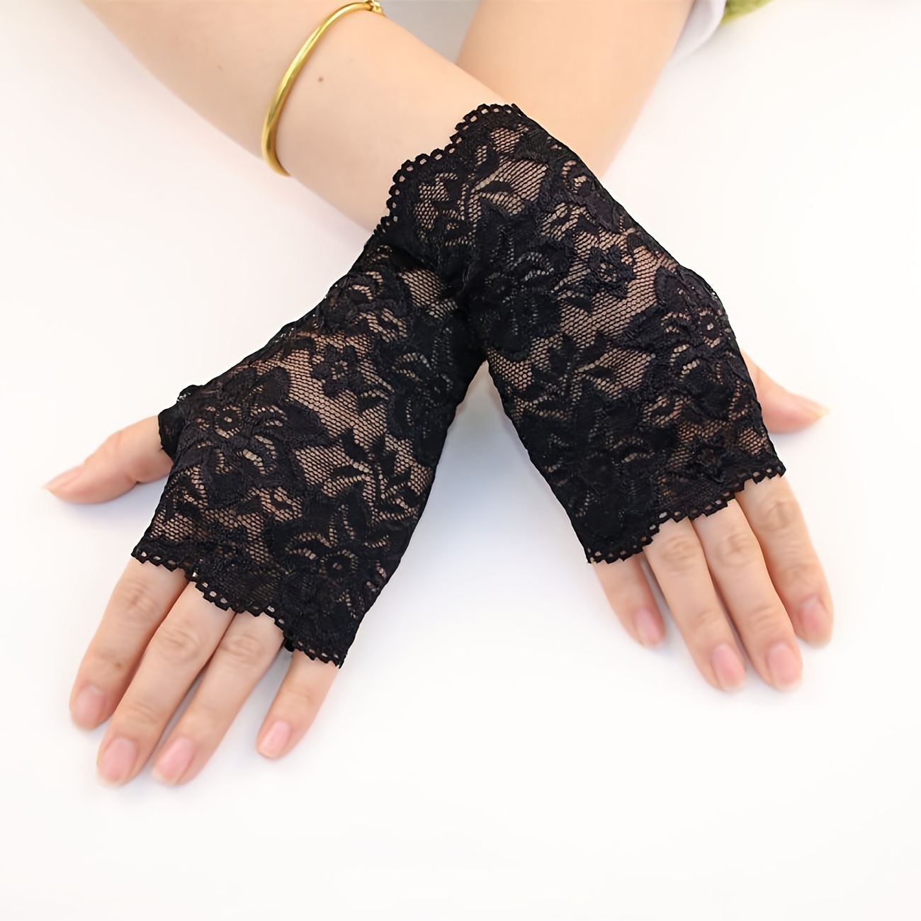 TEMU Guanti estivi in pizzo semi-trasparenti, stile , guanti decorativi casual da esterno