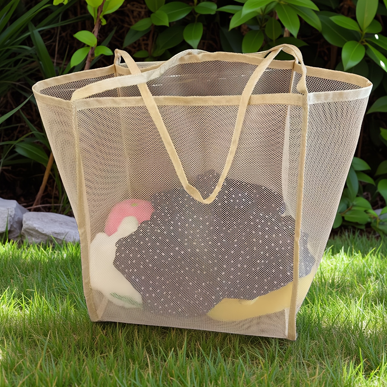 large capacity beach tote lightweight transparent mesh Temu Canada