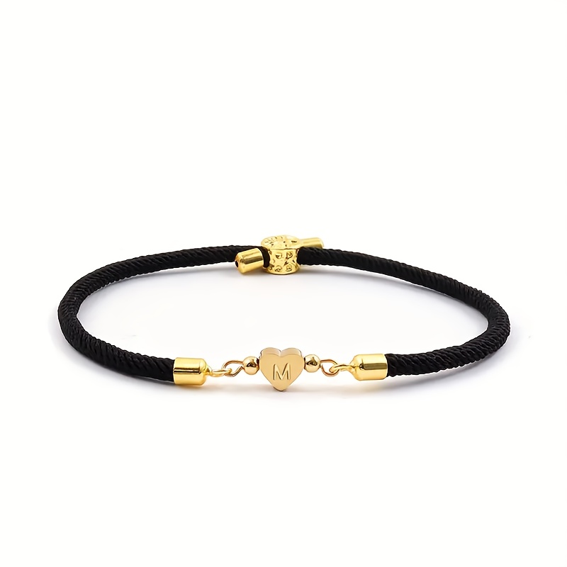 Image of 1pc A-z 26 Letter Heart-shaped Adjustable Milanese Mesh Strap Waterproof Sweat-absorbent Fashion Bracelet, Perfect Unique Commemorative Gift For , Family, Or Girlfriend, For Teenager