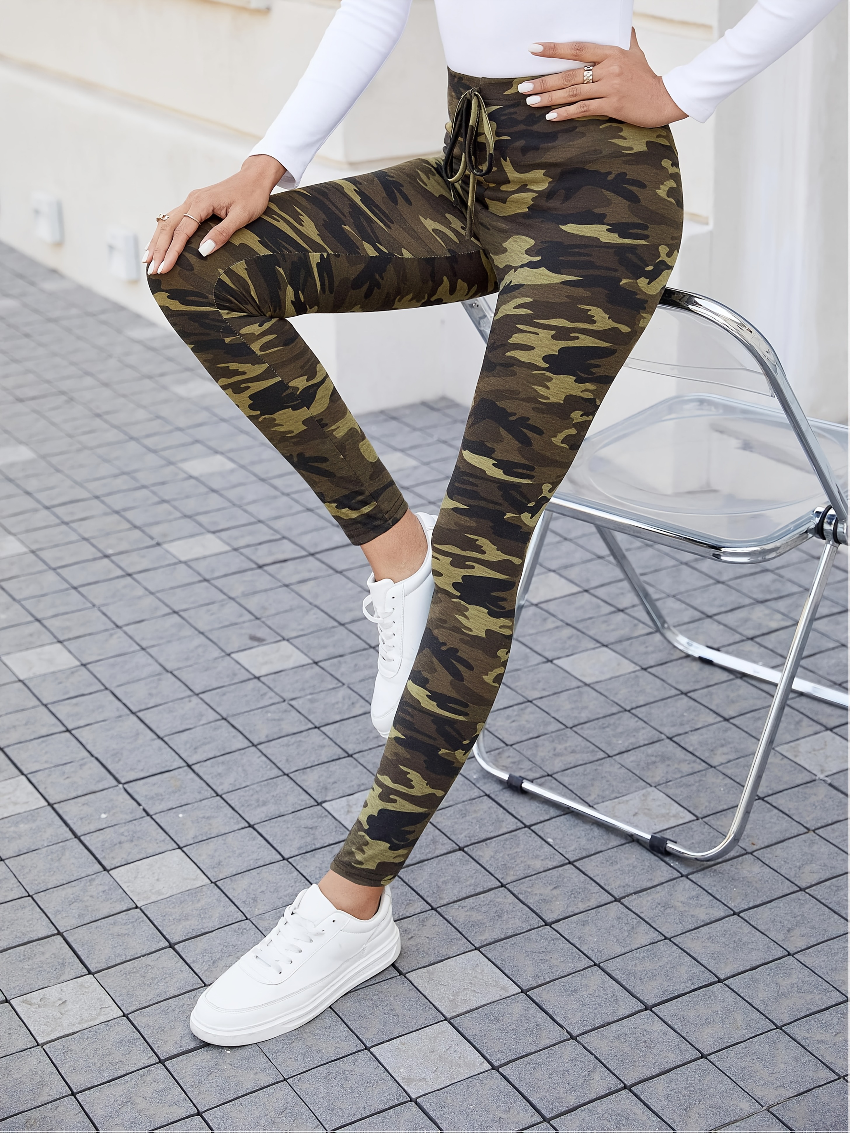 Womens Camo Pants Women's Camo Print High Waisted Capri