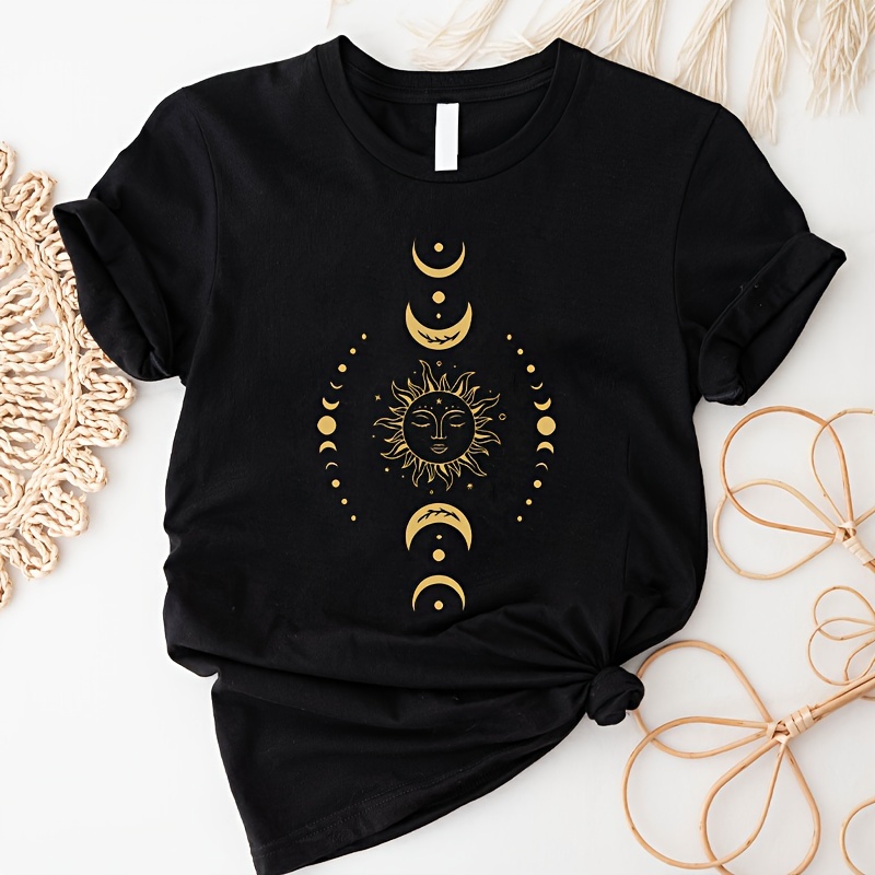 천체 철제 전사 패치 - 1개 노란색 폴리에스테르 열 프레스 패치 diy 티셔츠, 청바지 및 배낭용 - 세척 가능한 태양 및 달 데칼 스티커