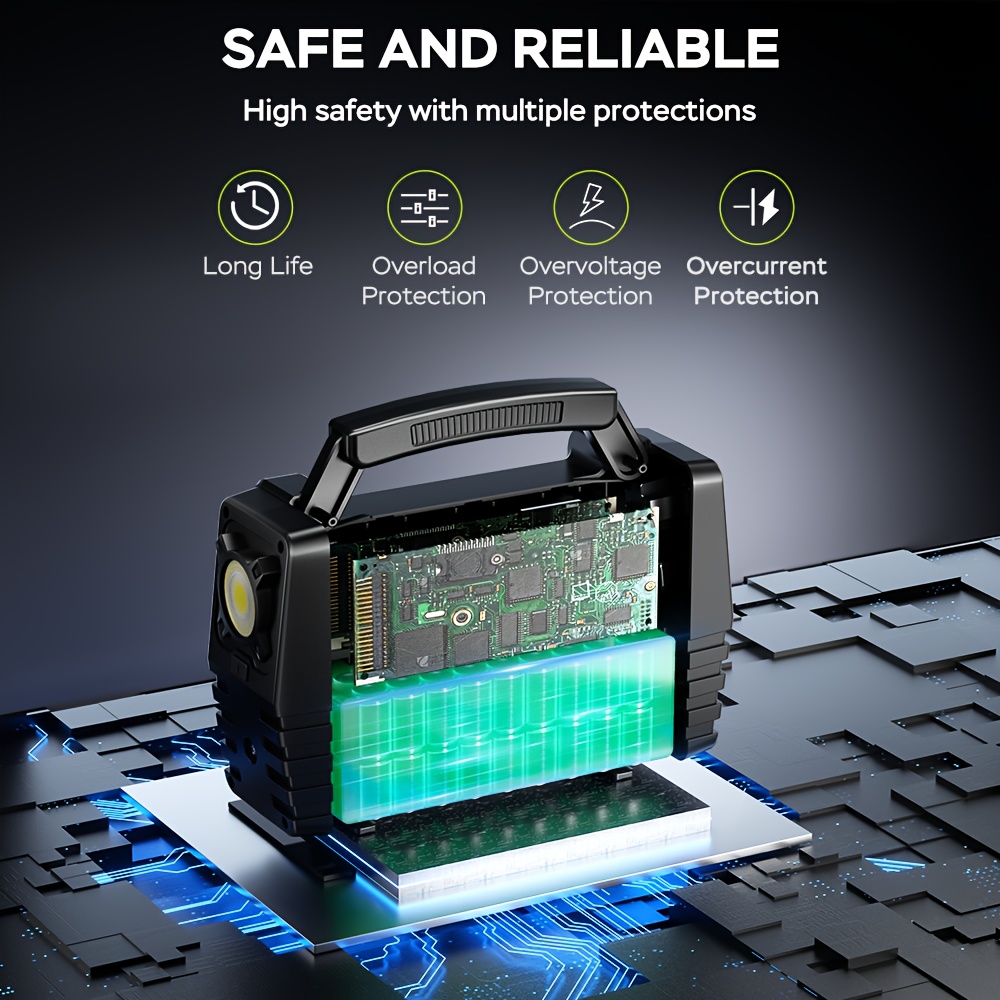 portable power station 200w 300w   camping solar generator 155wh 167wh 296wh power bank with 30 60w solar panel with ac outlet 110v with multi output led flashlights for cpap   hurricane emergency Product details 7
