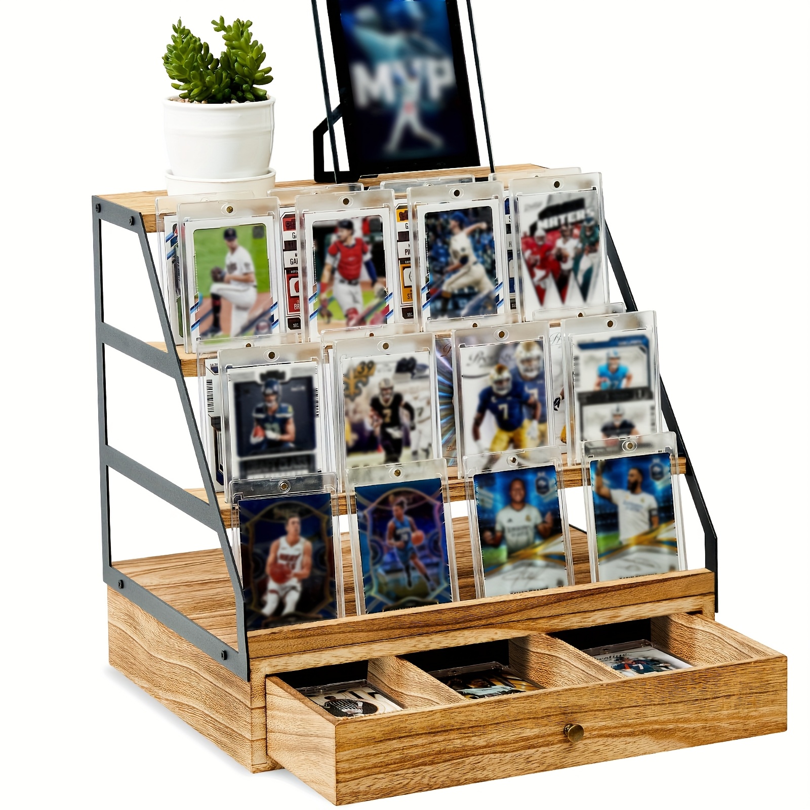 Trading Card Display Stand, 5 Tier Vertical Holder for Baseball Basketball Sport