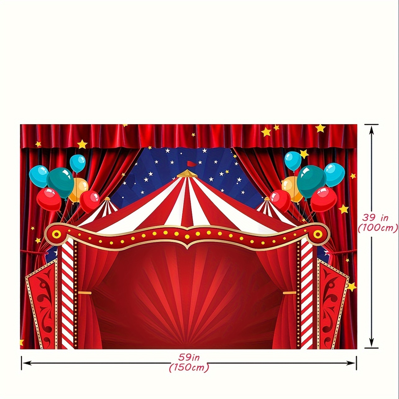 Cortina de telón de fondo de carnaval de circo rojo con estrellas para  fiesta de cumpleaños, fondo de fotografía, recién nacido, baby shower
