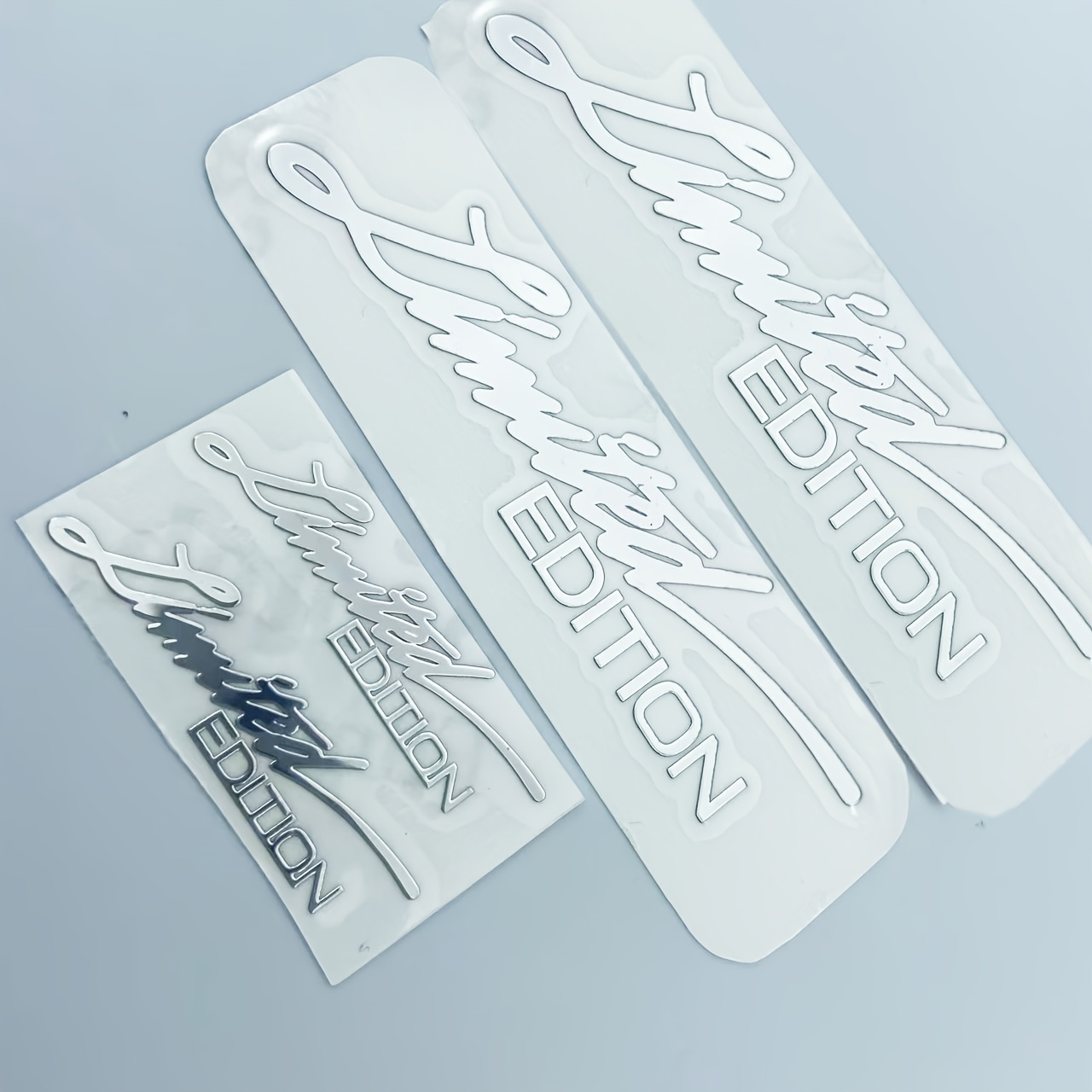Image of 4pcs Set (2 Large & 2 Small) 3d Metal Silvery Edition | Car Interior Stickers | Metal Stickers | Car Decoration | Laptop Stickers