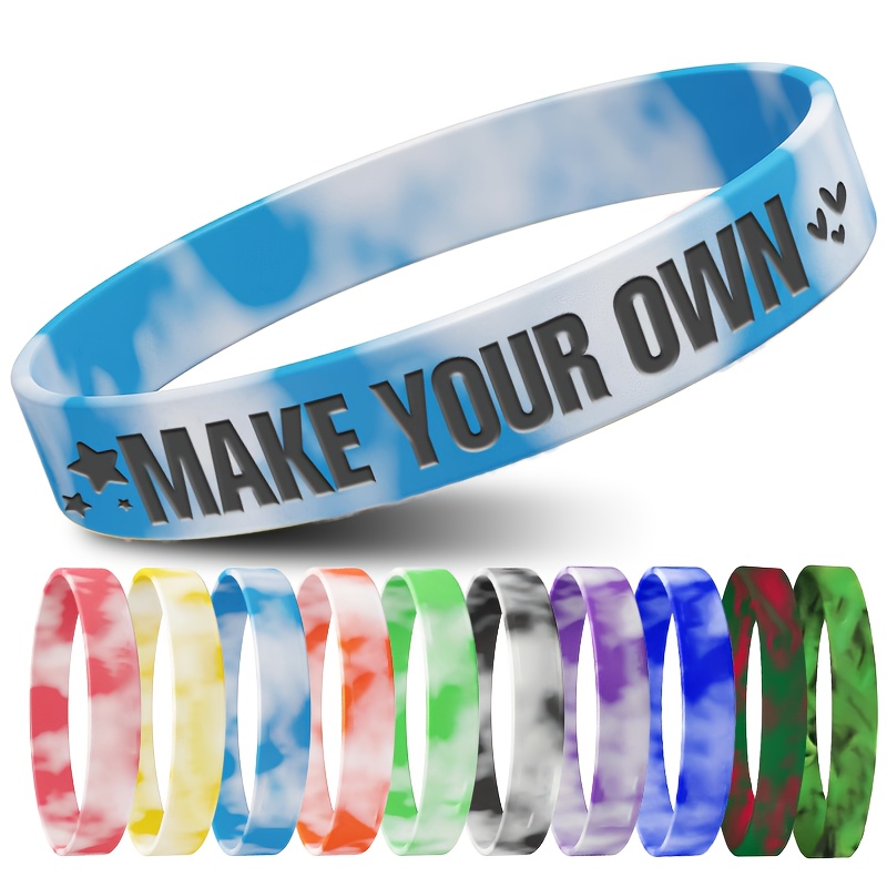 70pcs Silicone Bracelets with Heart Patterns, Customizable Designs