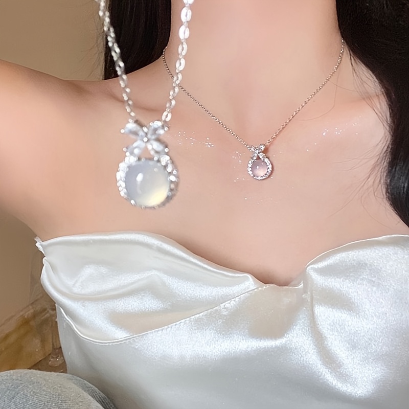 Minimalist Butterfly Style Bezel Necklace with Gemstones