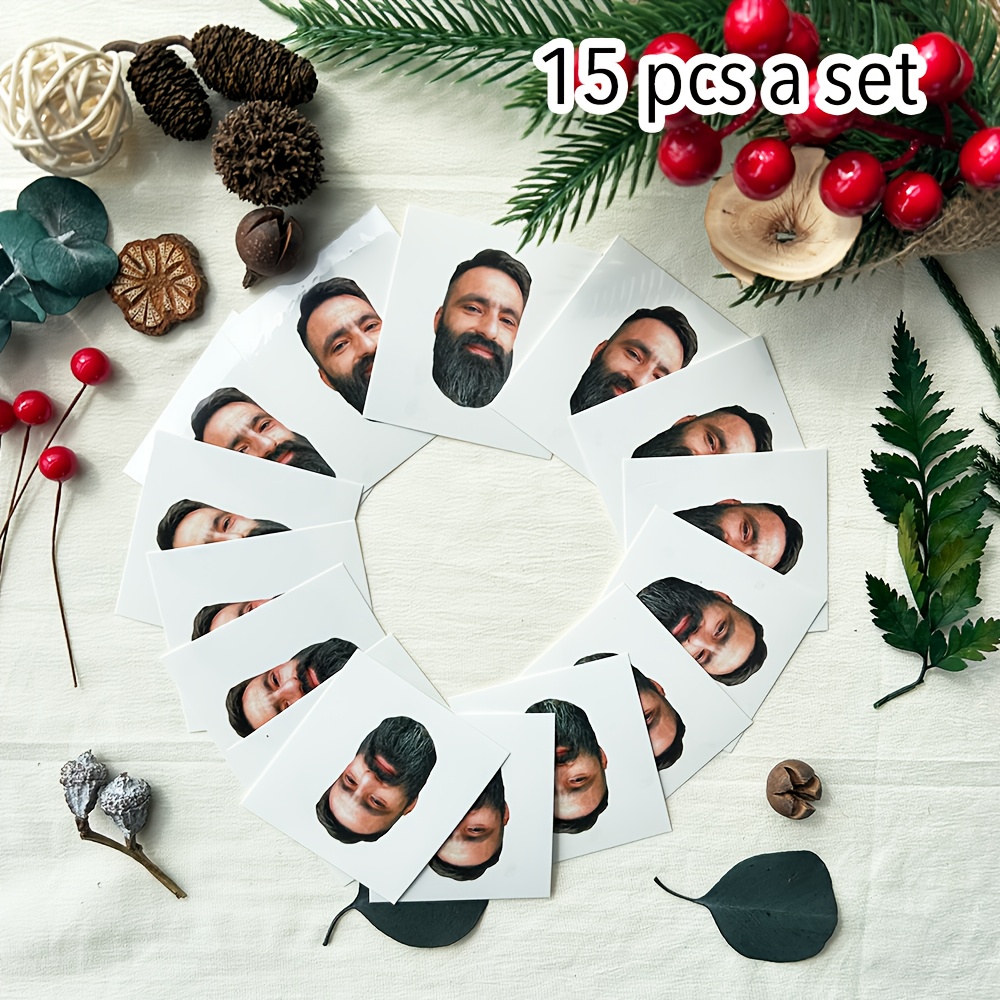 Image of 15pcs Personalized Temporary Face Tattoos Suitable For Birthday, Wedding Party Favors, Fake Tattoo Stickers With Custom Designs - Oblong Shape For Face, Gag Gifts For &, Party Decoration
