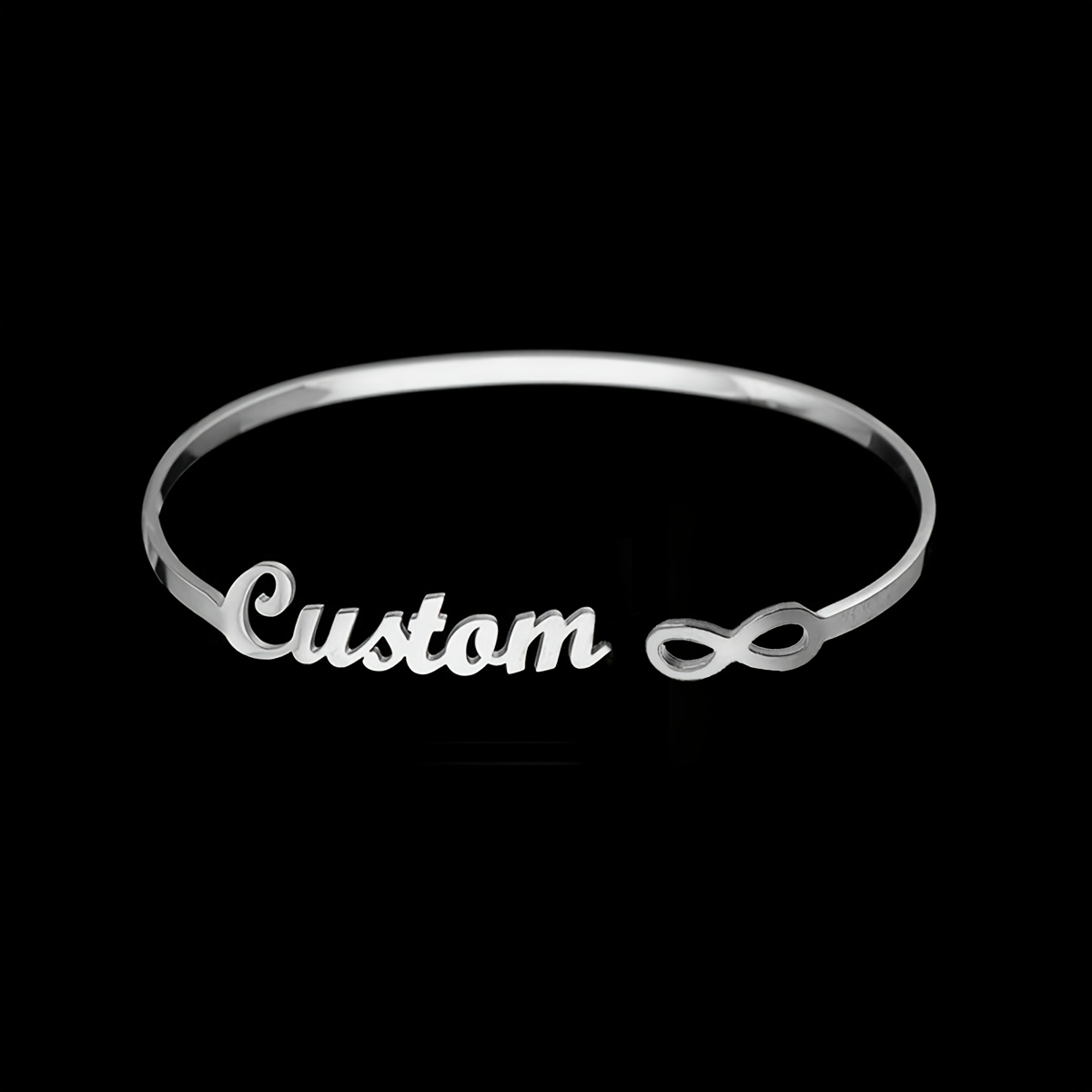 TEMU 1pc Custom Name Infinity Bracelet, Women's Fashion Custom Letter Mobius Ring Open Adjustable Bracelet, Classic Elegant Custom Letter Bracelet,