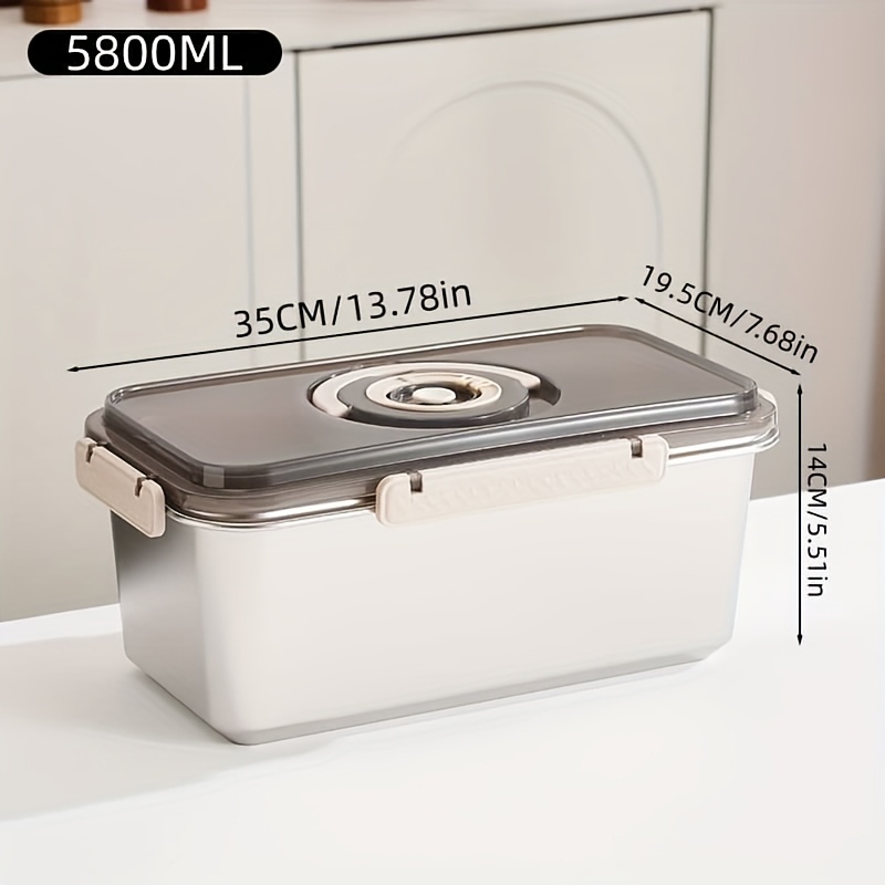TEMU Multifunctional Stainless -handle Food Storage Container With Sheet - 2000ml/3500ml/5800ml, Reinforced Seal For Leak-proof Freshness, Stackable