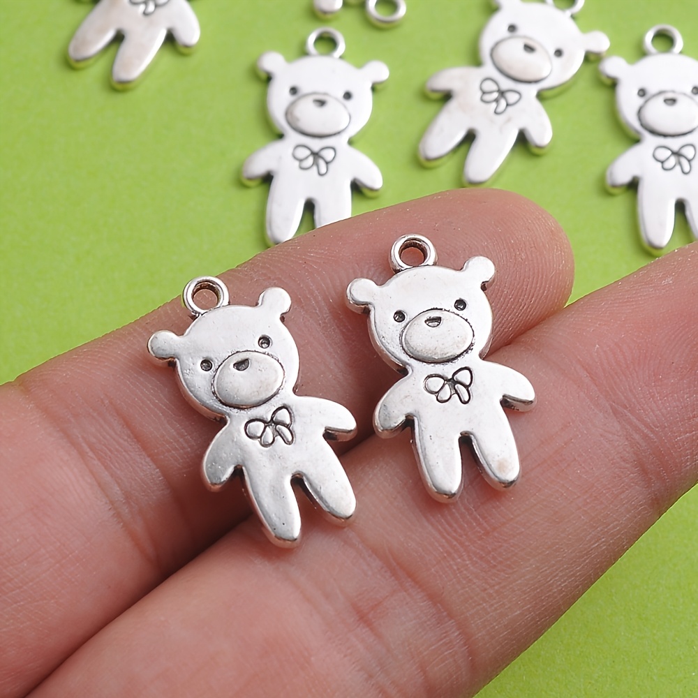 9pc Vintage Minimalist Bow Tie Bear Pendant Set, DIY Gift