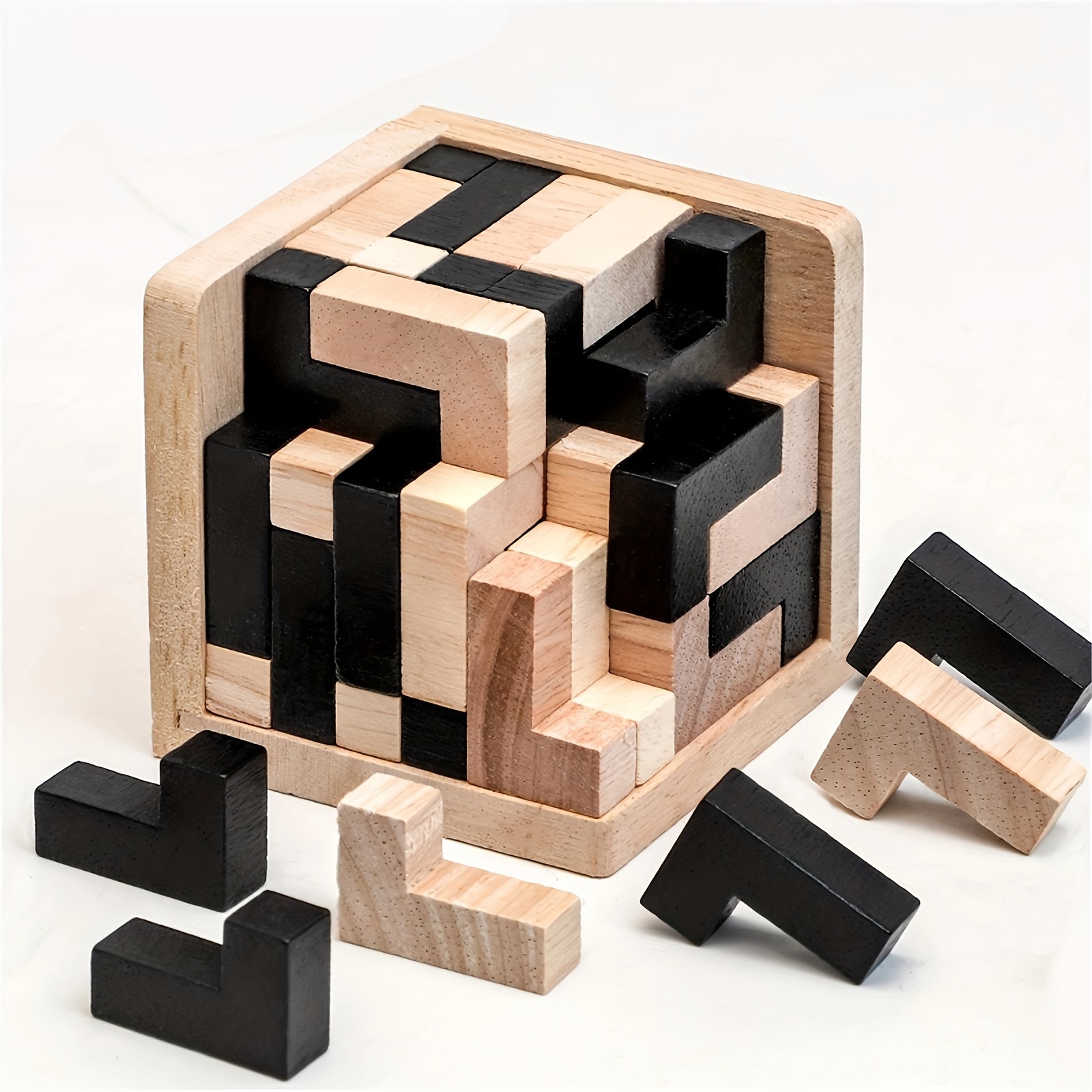 54pcs wooden brain teaser puzzle cube wooden puzzles l shaped     puzzle educational toy details 1