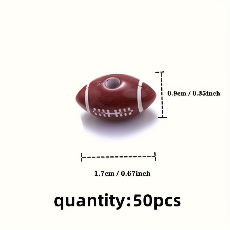 Image of 50pcs Acrylic Football Beads 0.9x1.7cm - Perfect For Diy Bracelets, Necklaces & Rings Jewelry Crafting Accessories