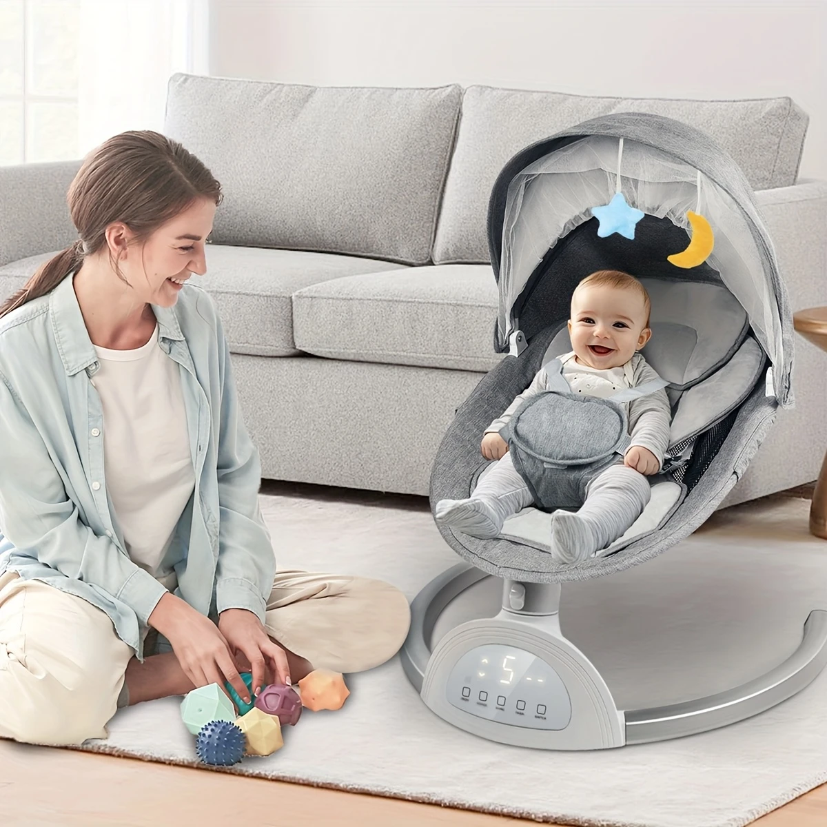 baby swings with musical speakers with 3 sitting for infants 5 point harness 5 portable baby swing for indoor and outdoor use as a halloween christmas gift details 5