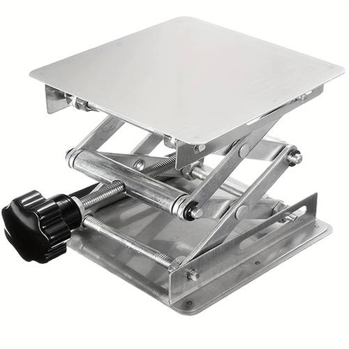 un conjunto de mesas elevadoras ajustables de acero inoxidable adecuadas para carpintería y tallado, plataforma de elevación manual con , plataforma de elevación manual de acero inoxidable, de soporte pequeño