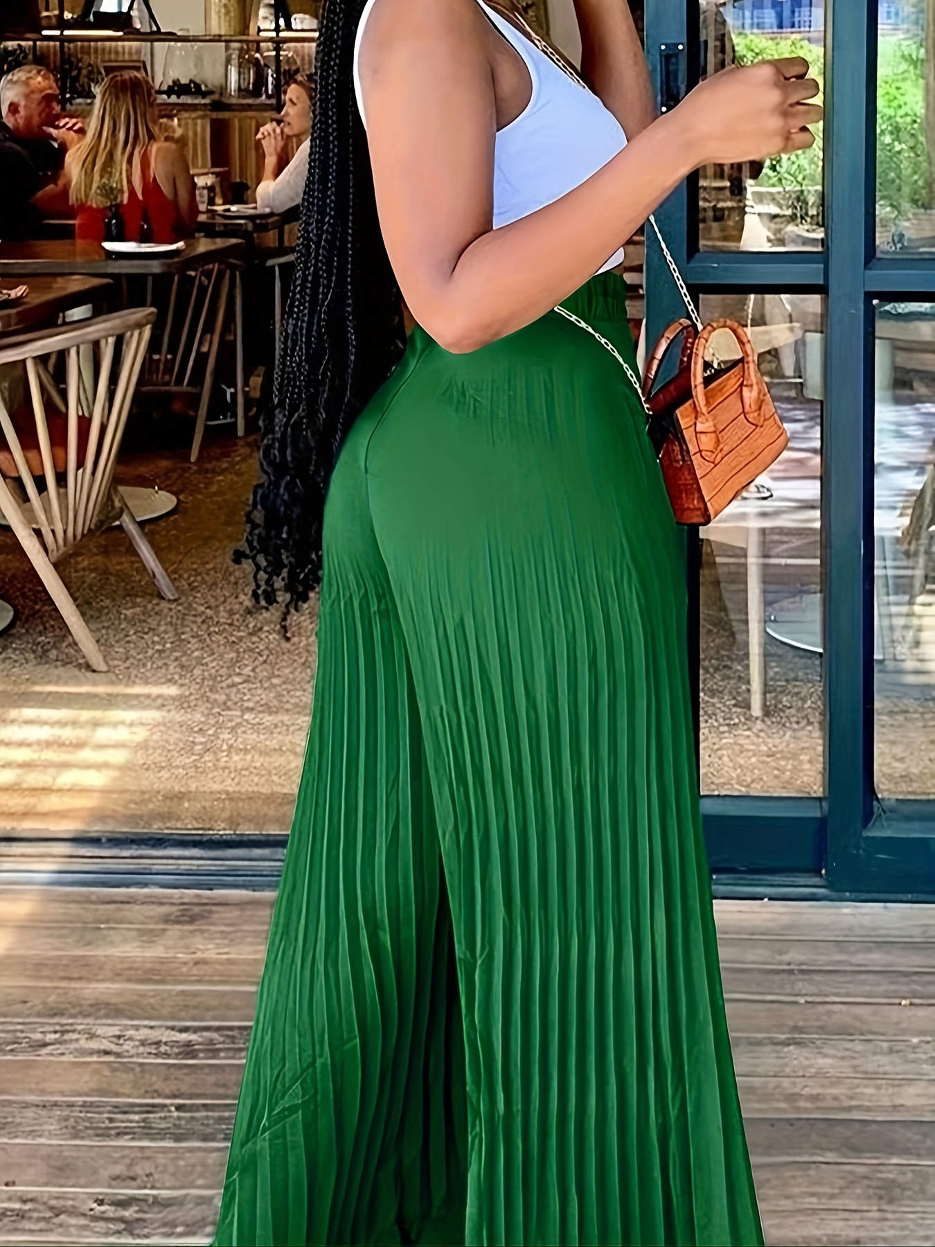 pleated extra long wide leg pants casual versatile high Temu