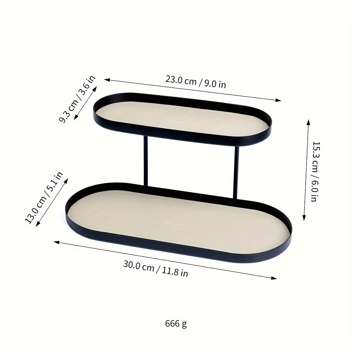 TEMU 1pc Of Minimalist Shelf With Leather Mat, Double-layer Oval Storage Box For Cosmetics, Jewelry And Keys, Living Room Tabletop Organizer, Bedroom