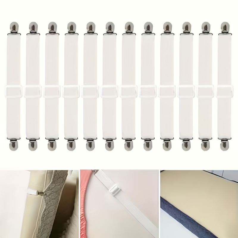 TEMU 12pcs Bed Sheet Fasteners, Suitable For Mattresses, Sofas, Tablecloths, Ironing Board Covers And Car Seat Cushions