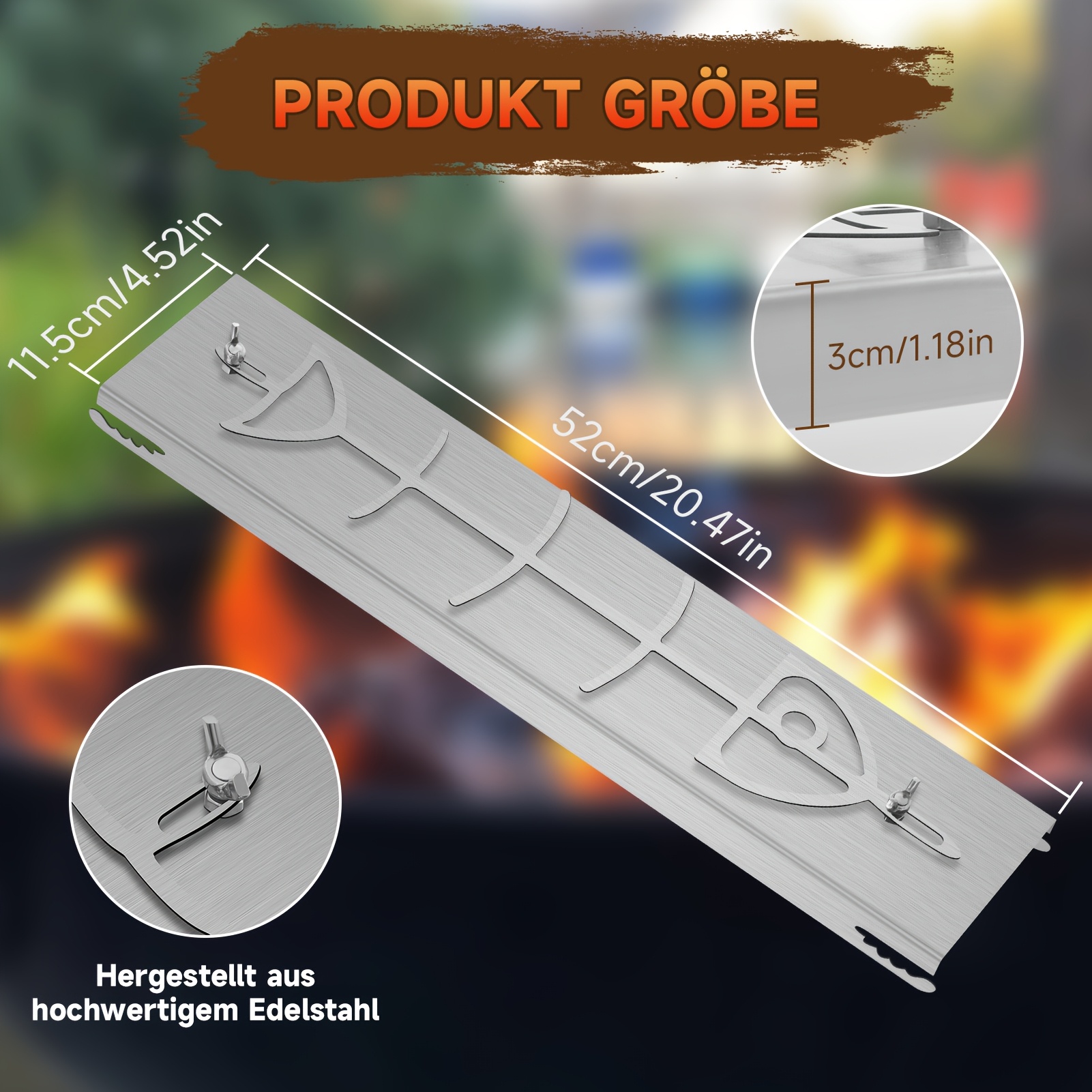 Image of Stainless Steel Salmon Grill Racks - , 52 X 11.5 X 3cm Flame Fish Grill Stands, Perfect For Bbq And Outdoor Cooking, Bbq Accessories | Stainless Steel Rack
