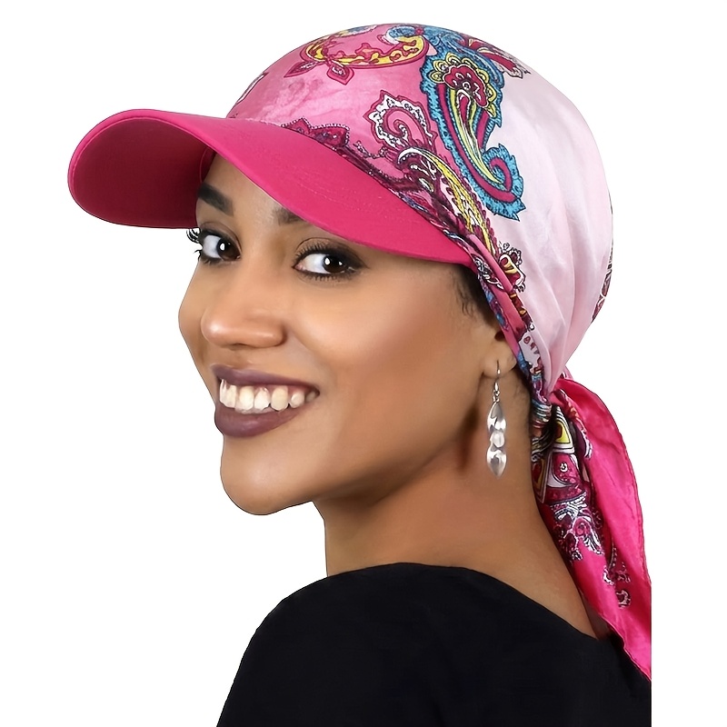 E-shop Baseball-Cap mit Schirm, quadratisches Tuch aus bedrucktem Chiffon, Kopftuch-Mütze, Outdoor-Bandana-Cap zum Binden