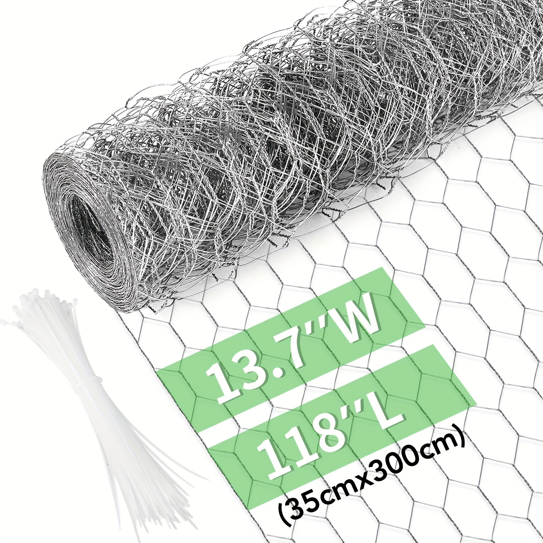 Image of Chicken Wire Poultry Wire Netting Hexagonal Galvanized Mesh Garden Fence Barrier For Pet Rabbit Chicken Fencing With 50pcs Cable Zip Ties