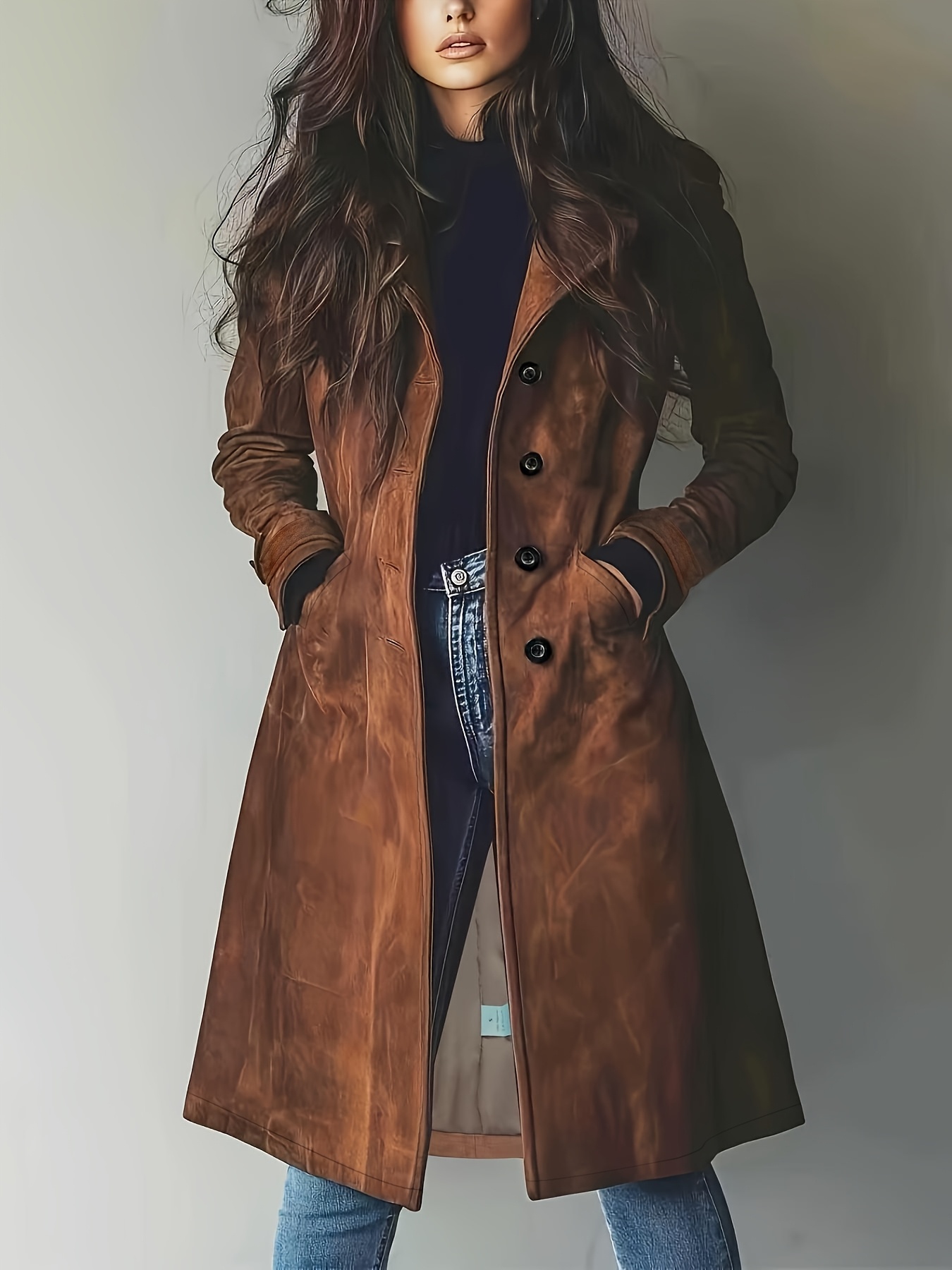 elegant womens vintage coat classic lapel design button front closure   cut machine washable single breasted     wear   classic womens outerwear warm coat jacket