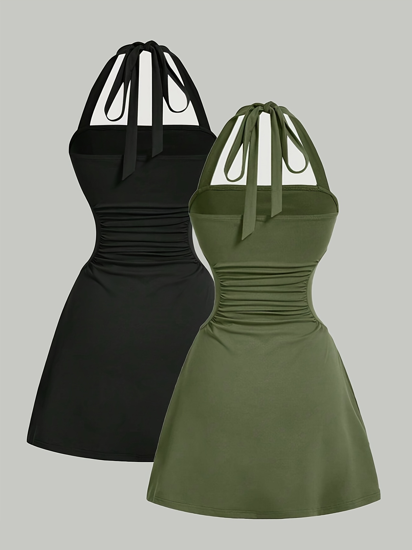 two elegant summer dresses a halter neck tie enhance figure - Temu Mauritius