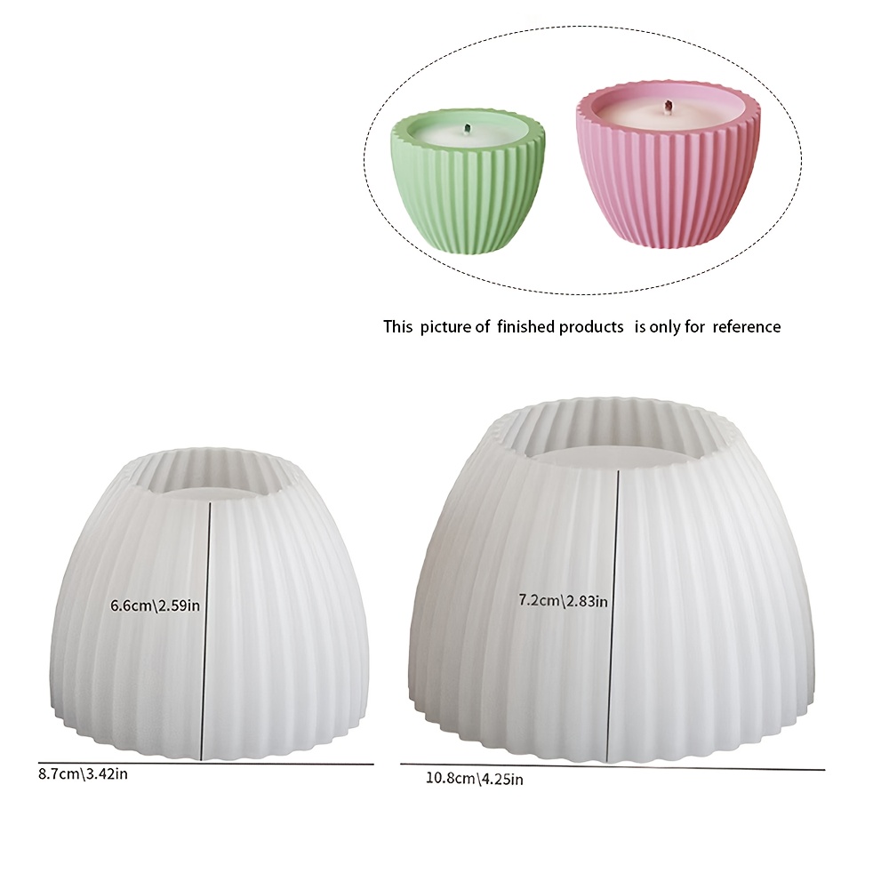 Image of 2pcs Resin Silicone Mold, Silicone Striped Storage Bowl Mould For Resin Plaster Concrete Casting, Silicone Flower Pot Mould, Candle Jar Mold For Art Crafts, Home Decoration