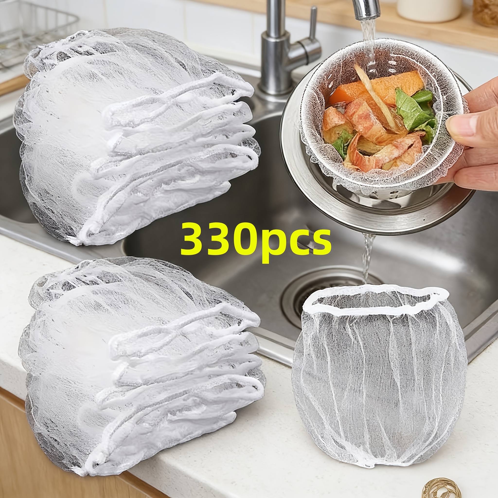 TEMU 330 sacs filtrants jetables pour évier, adaptés aux baignoires de salle de bain et aux éviers de cuisine, avec à fines, capturant efficacement