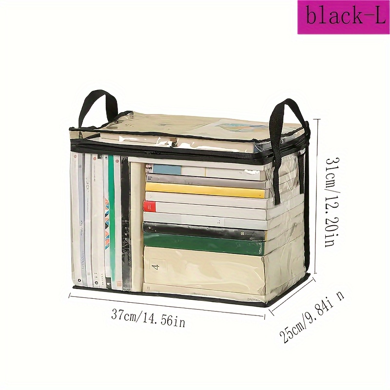 TEMU 1pc Pvc Transparent Book Storage Bag, Multi-functional Organizer With Zipper And Handle, Foldable, Dustproof, Lightweight, Office Use, Easy Access, Durable Material