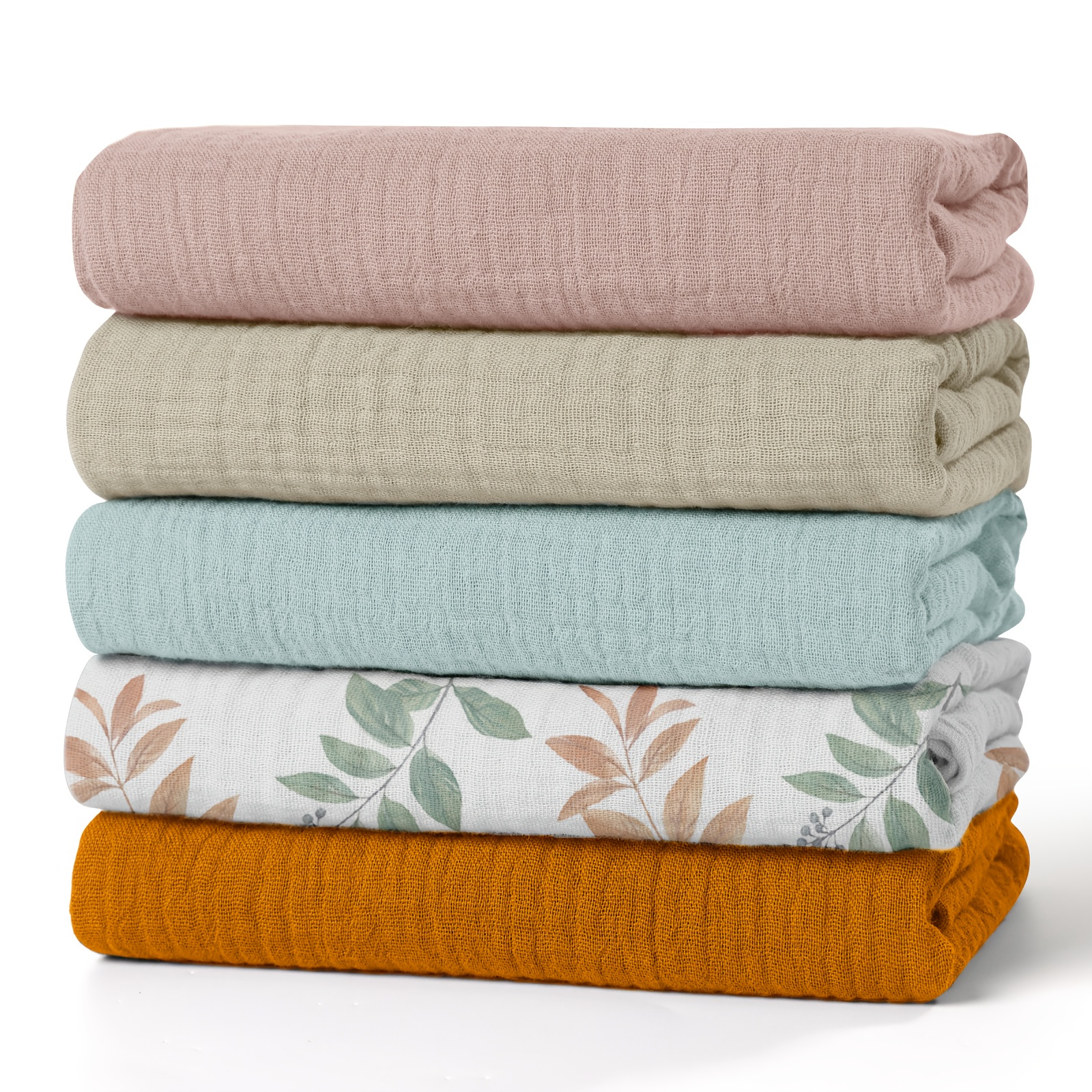 Image of 5 Pack Muslin Swaddle Blankets For Baby Girls Boys, Receiving Blanket Large 23.5 .5 Inches, Soft Breathable Muslin Baby Blanket For Unisex Newborn