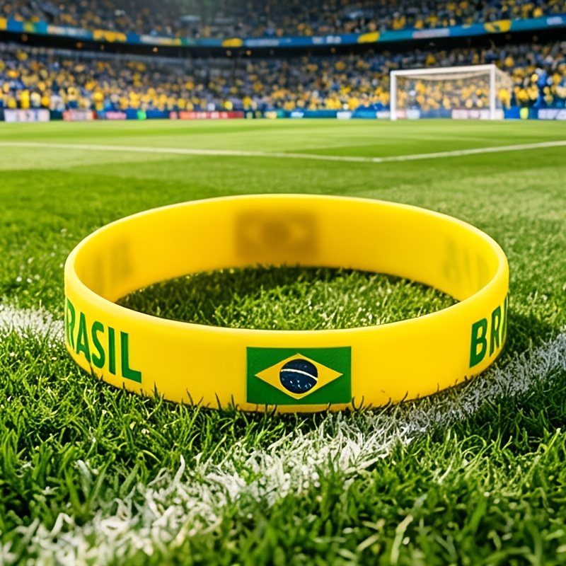 TEMU 1pc Allergy-free Silicone Wristband Bracelet, Featuring Brazilian , Ideal For Daily Wear Or Vacation Or Cultural Display, Showcasing Brazilian